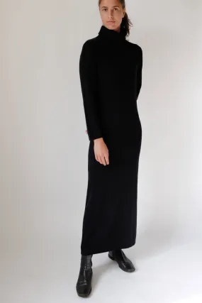 0063_BLACK ROLL NECK MAXI WOOL DRESS