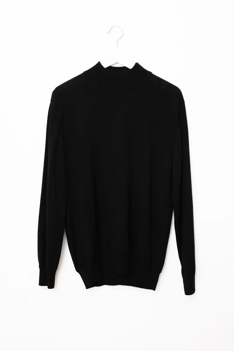 0547_MOCK NECK BLACK WOOL KNIT