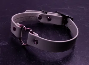 12" - 15" Gunmetal, Dusty Rose & Mushroom Leather Heart Collar _ LIMITED _