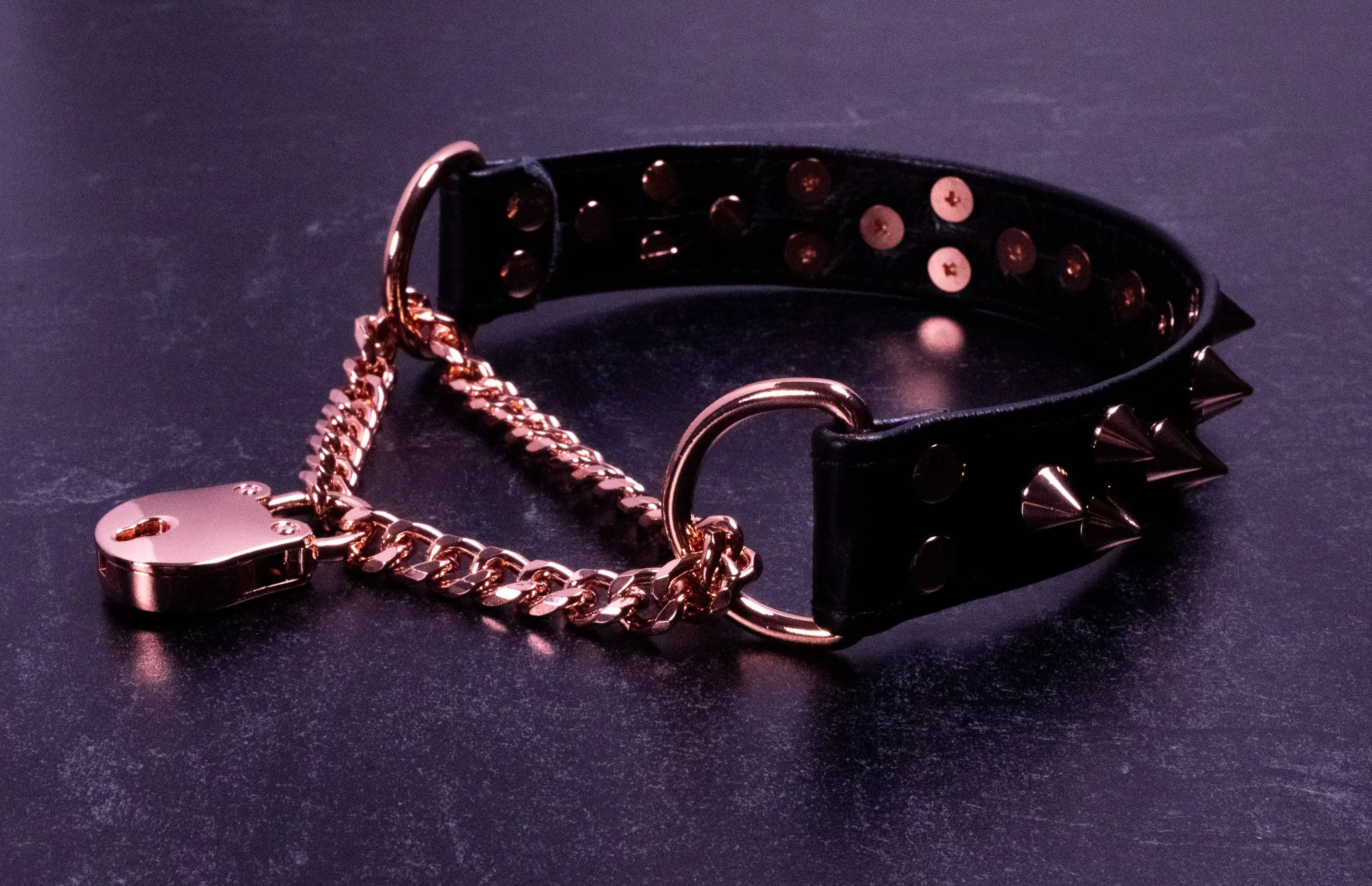 13" Spiked Black Leather Martingale Collar _ LIMITED _