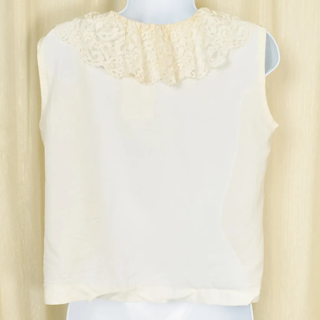 1950s Cream Lace Ruffle Vintage Top