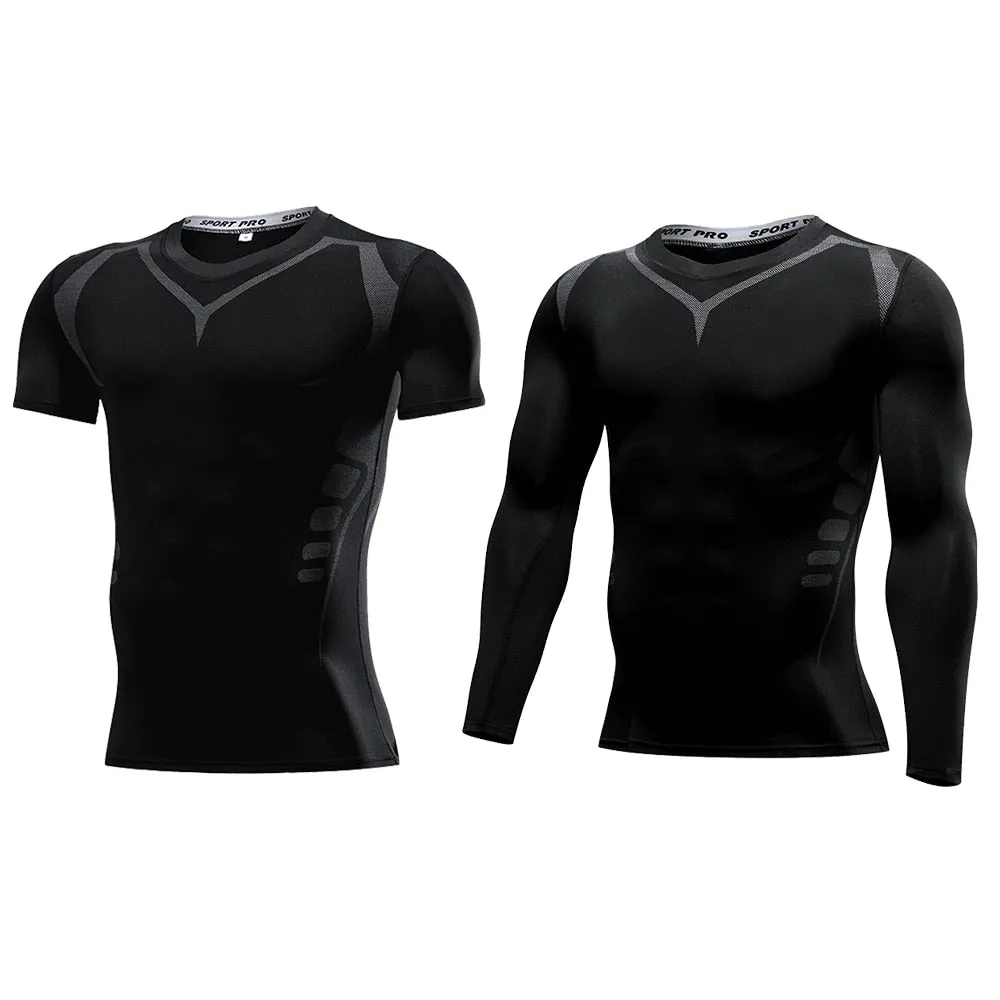 2pcs Men's Compression Sportswear Gym Running Sport Suit Basketball Tights Clothes Football Tracksuits Set Fitness Jogging Shirt