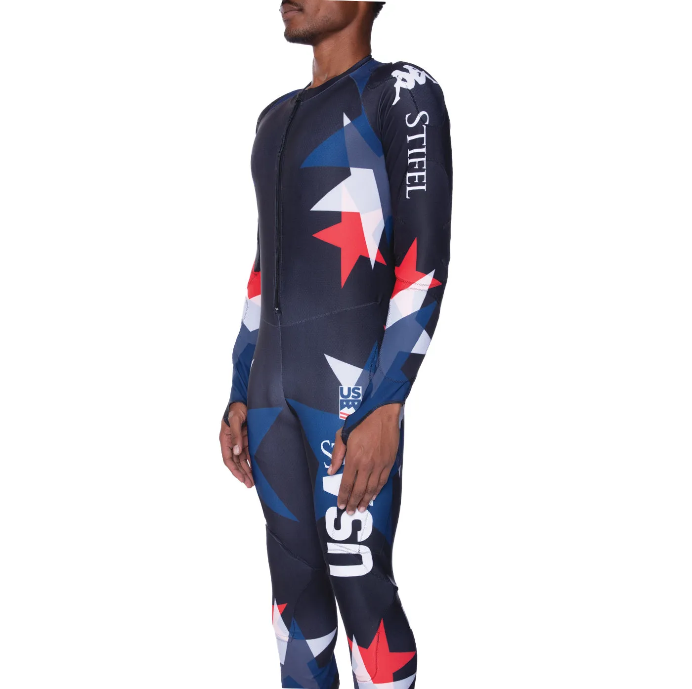 4Cento 400 Kombat SL 2023 FIS US Padded Race Suit - Navy White