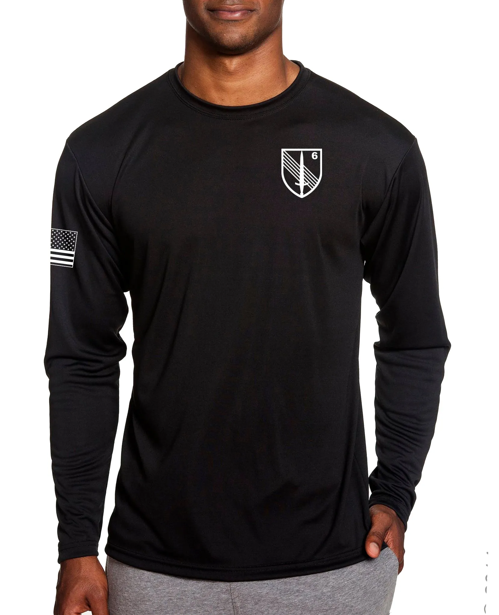 6 4th Long Sleeve Performance PT Shirt. This shirt IS approved for PT.