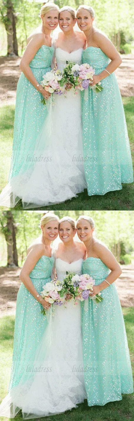 A-Line Sweetheart Floor-Length Floral Bridesmaid Dress,BD99849