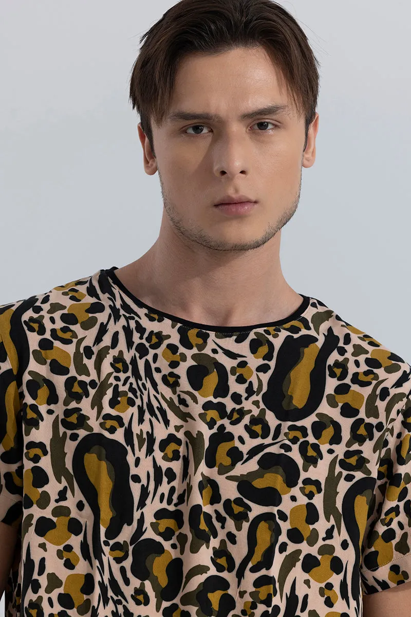 Abstract Leopard Beige T-Shirt