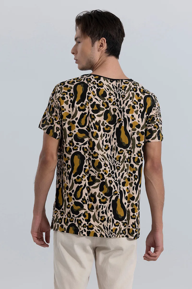 Abstract Leopard Beige T-Shirt