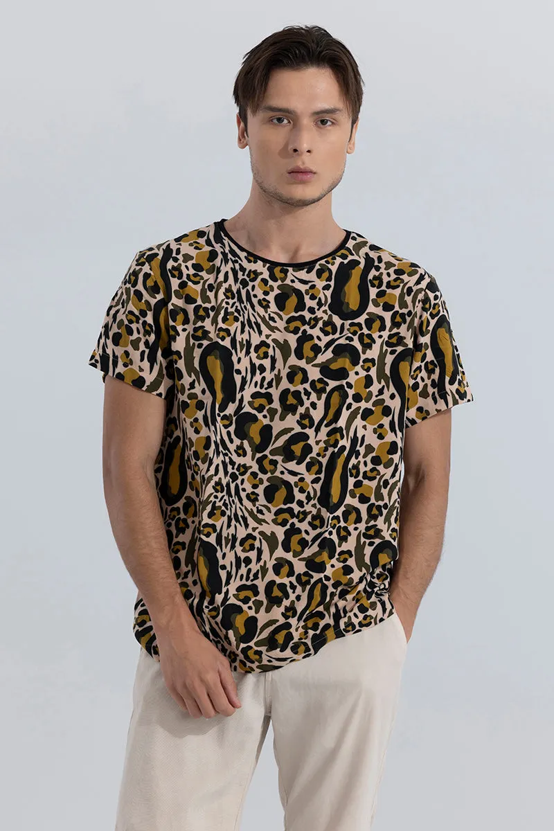 Abstract Leopard Beige T-Shirt