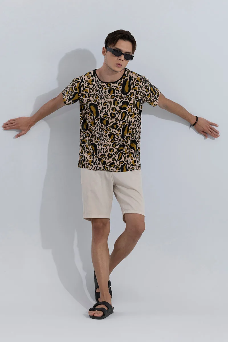 Abstract Leopard Beige T-Shirt