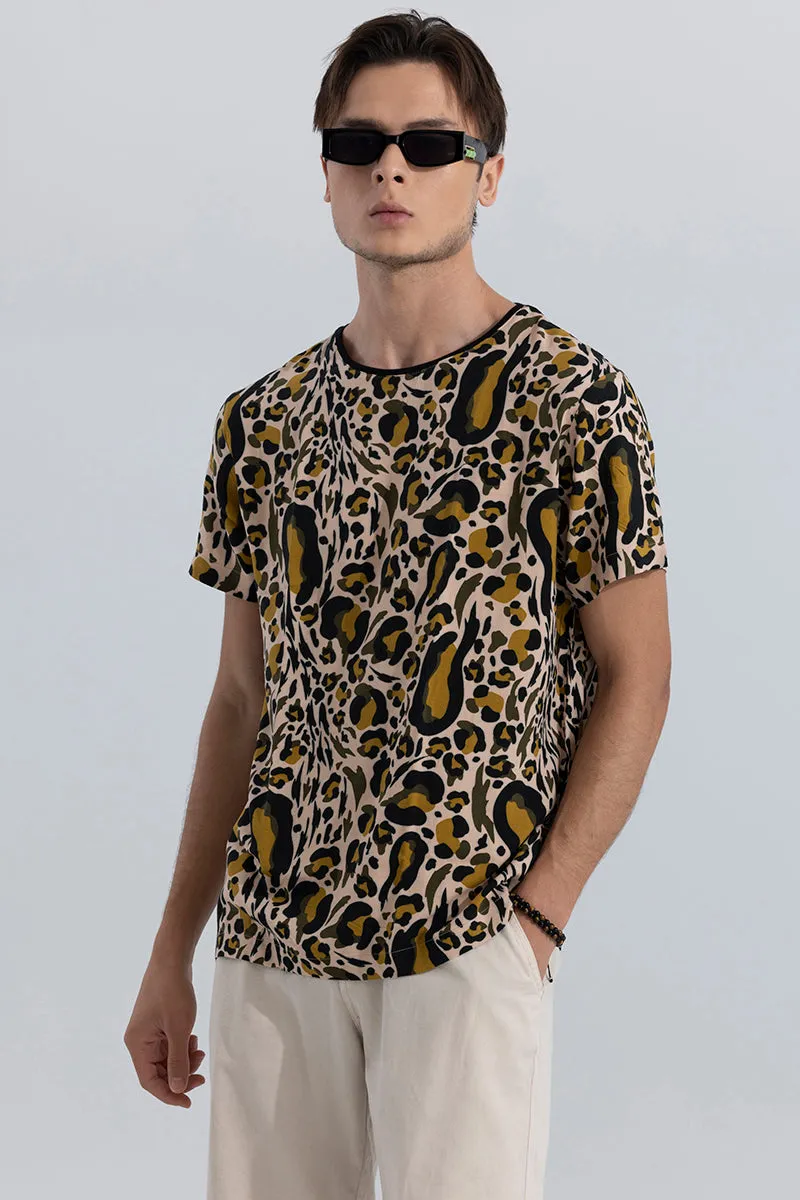 Abstract Leopard Beige T-Shirt