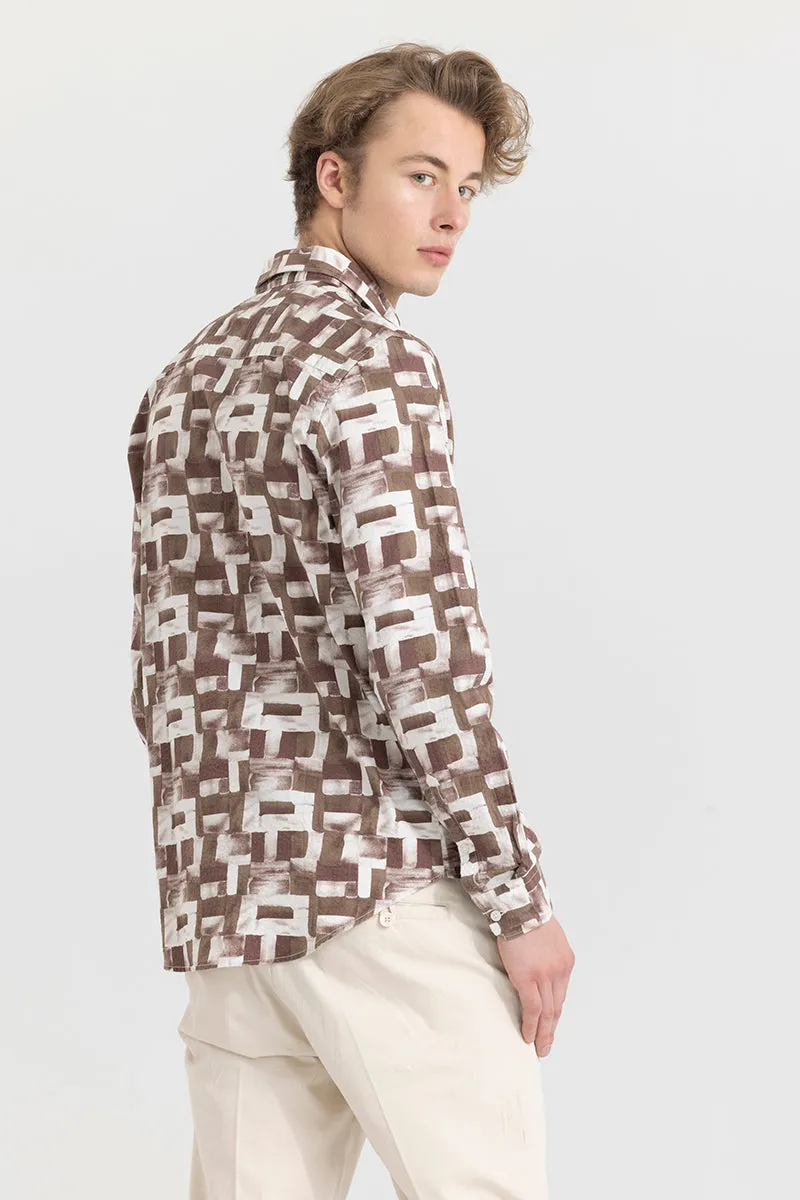 Abstraction Box Brown Seersucker Shirt