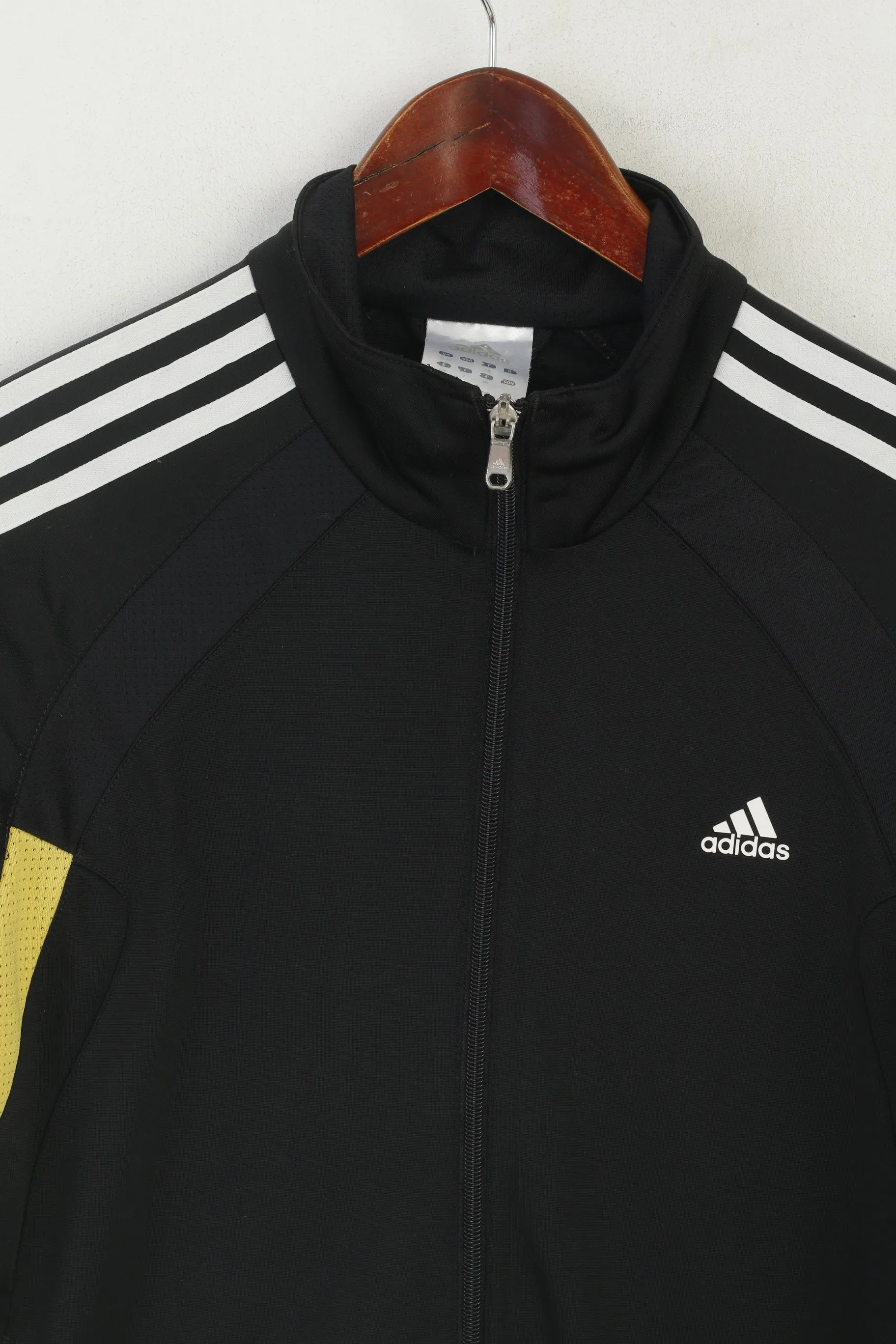 Adidas Men 42/44 M Sweatshirt Black Shiny Vintage Full Zipper Sportswear Track Top