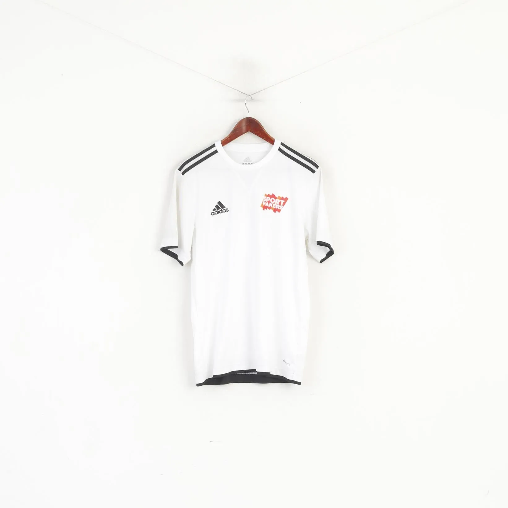 Adidas Men M Shirt White Climalite Sport Maker Sportswear 3 Stripe Jersey Top