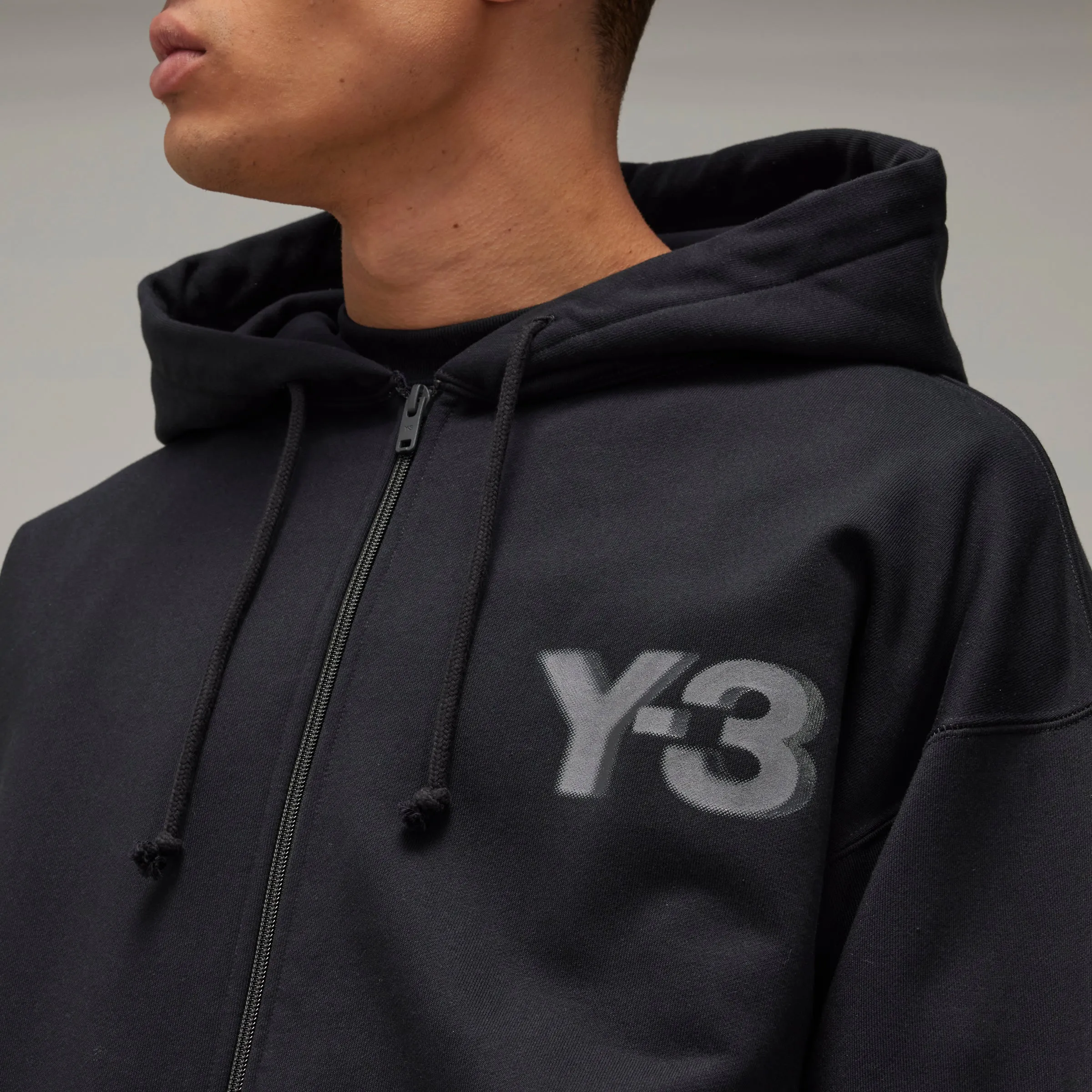 ADIDAS Y-3 Logo Zip Hoodie Black