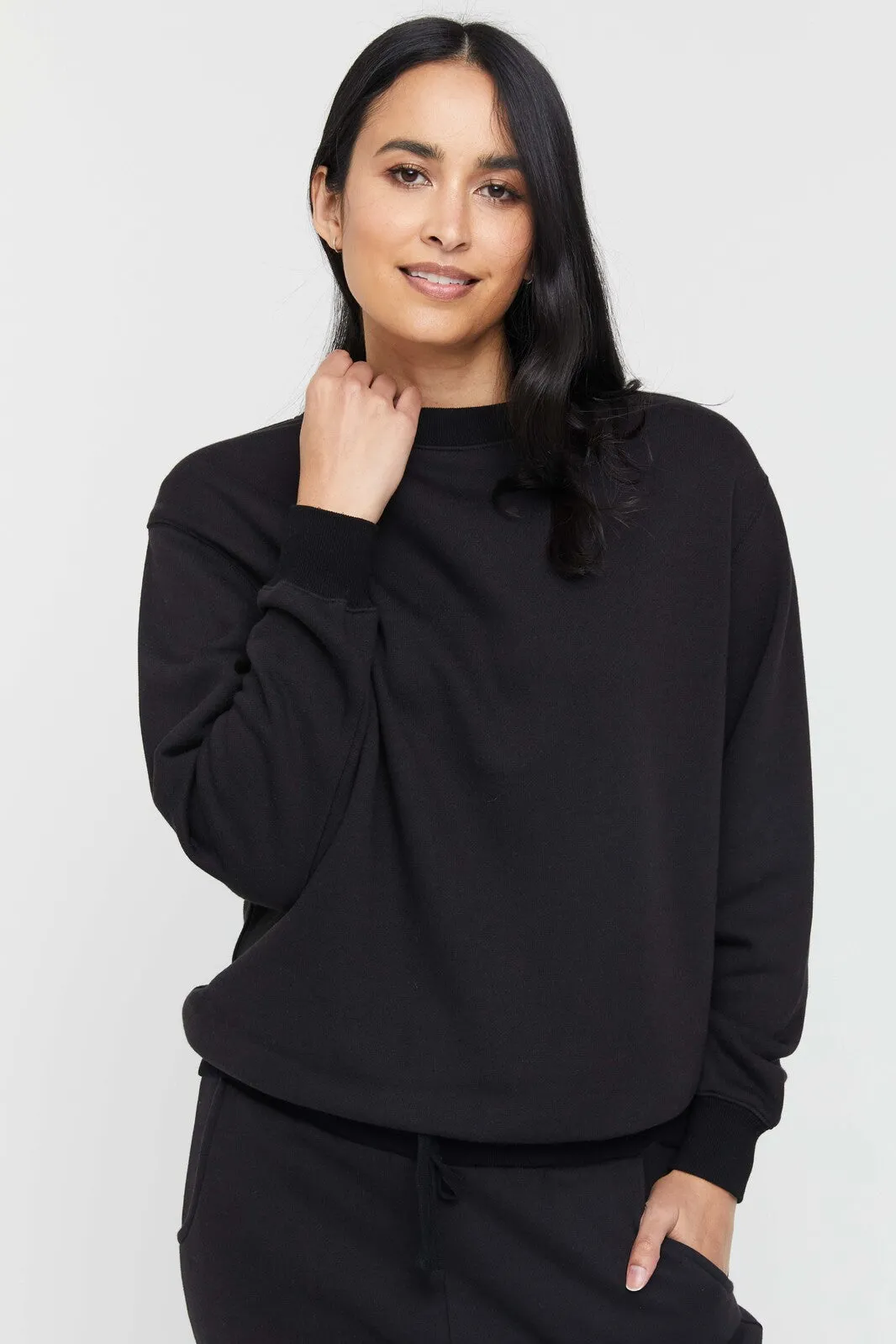 Bamboo Essential Fleece Top - Black