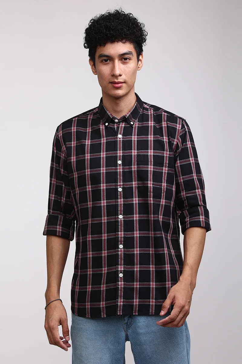 Basic Checks Black Shirt