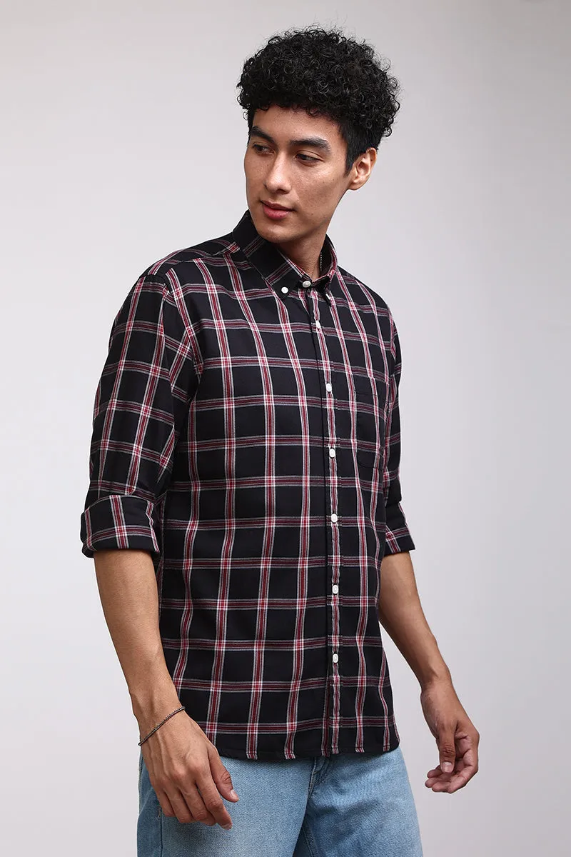 Basic Checks Black Shirt