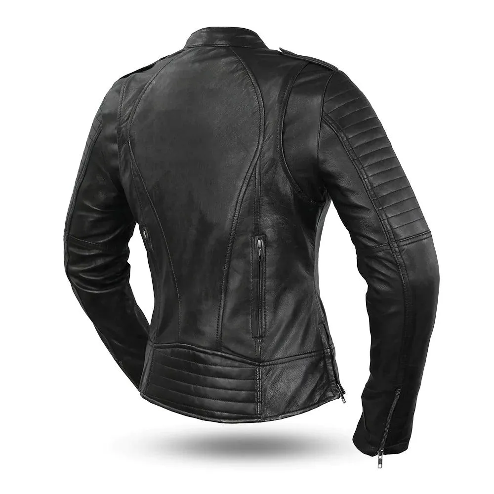 Biker Women's Motorcycle Lightweight Leather Jacket