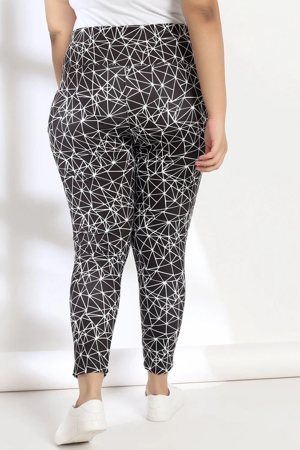 Black Abstract Prism Tummy Shaper Printed Leggings