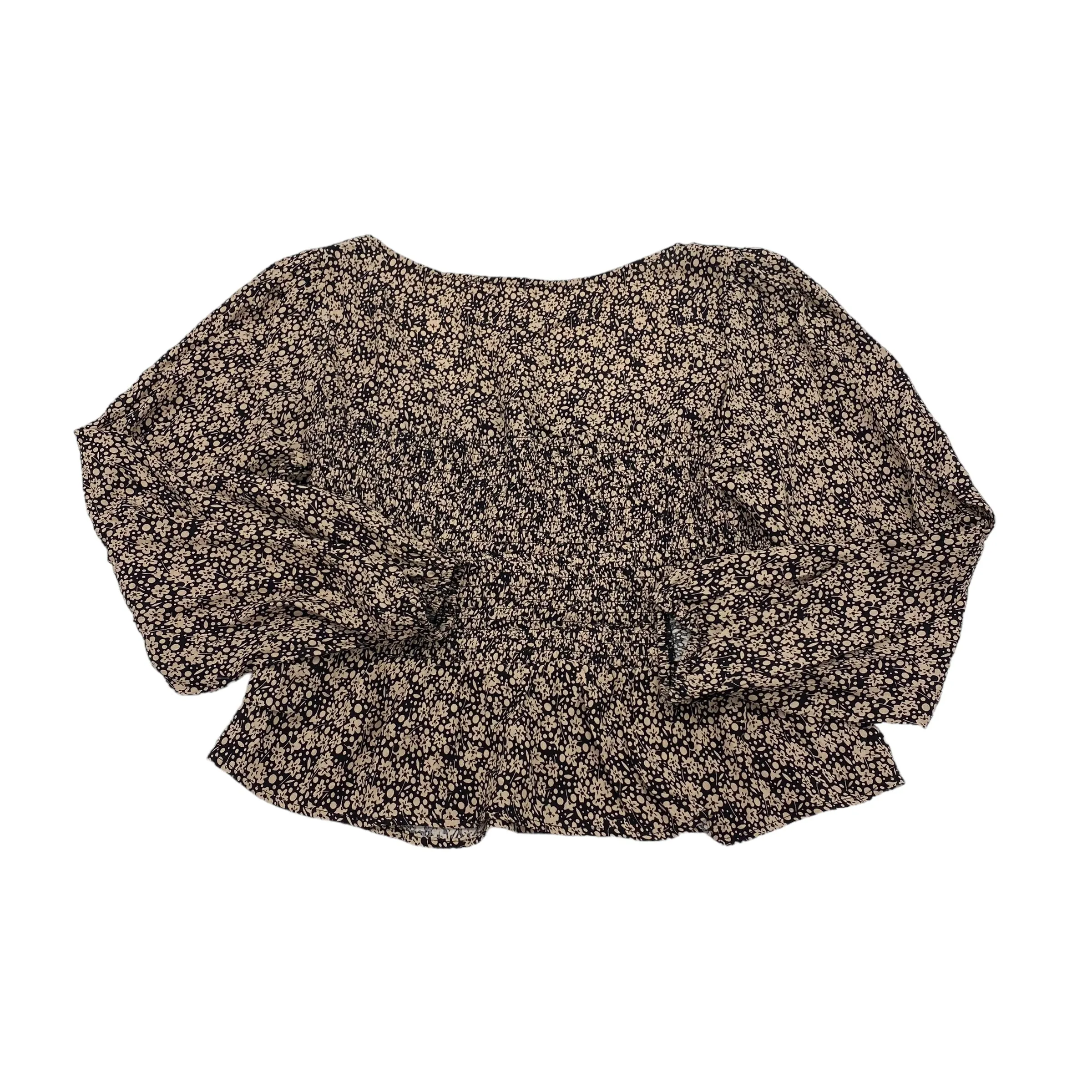 BLACK & TAN TOP LS by CLOTHES MENTOR Size:M