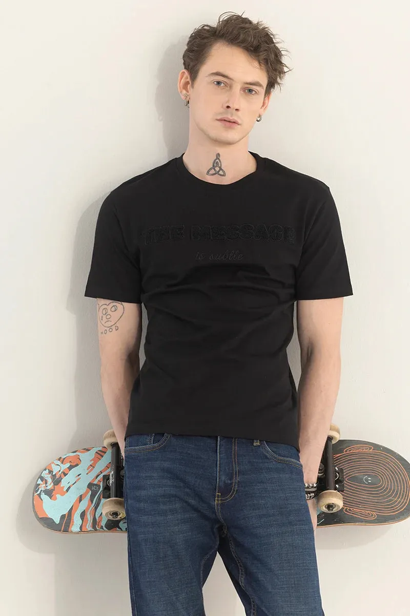 Black Subtle Stylusion Printed T-Shirt