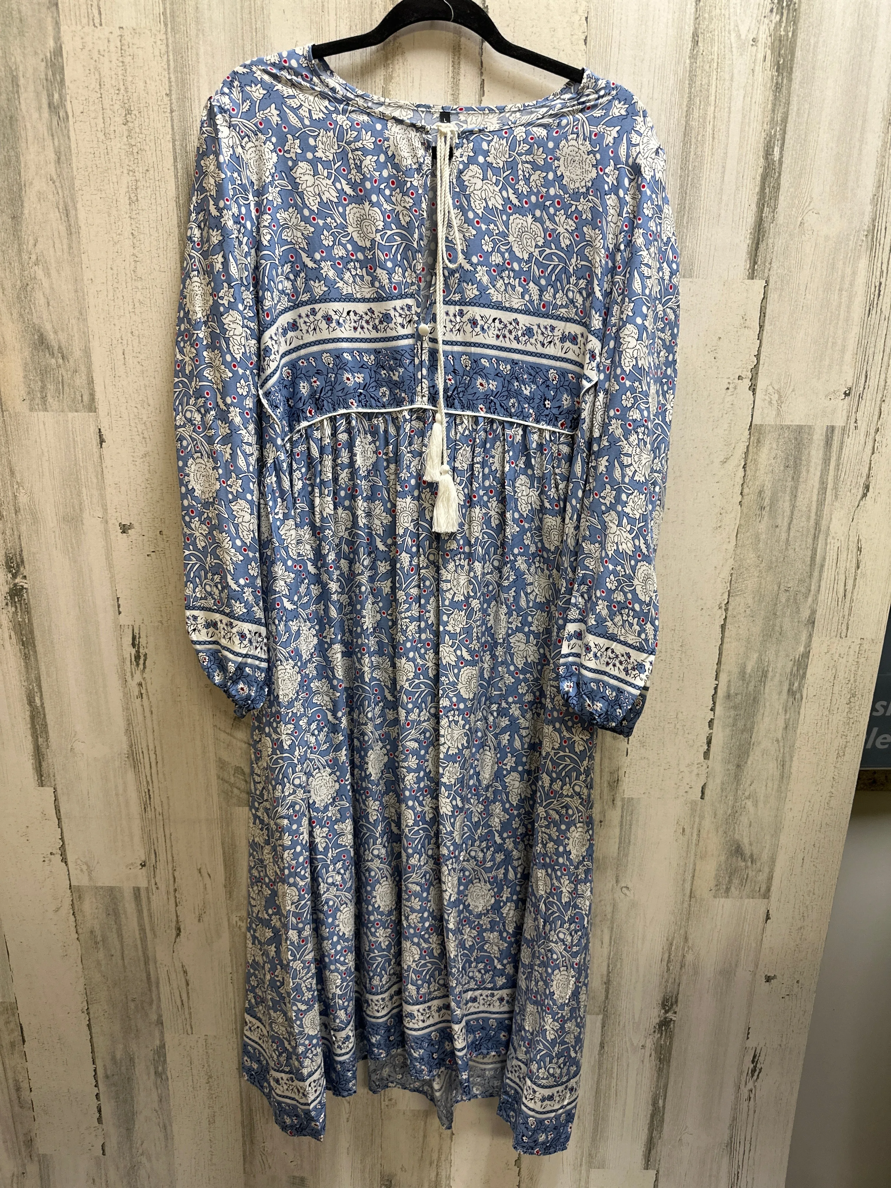 Blue Dress Casual Maxi Clothes Mentor, Size L