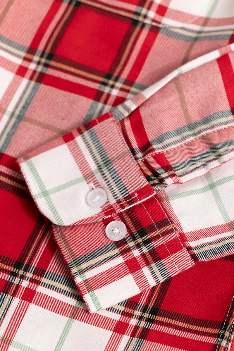 Stylish Bold Block Checkered Shirt in Candy Red - Perfect for Any Occasion