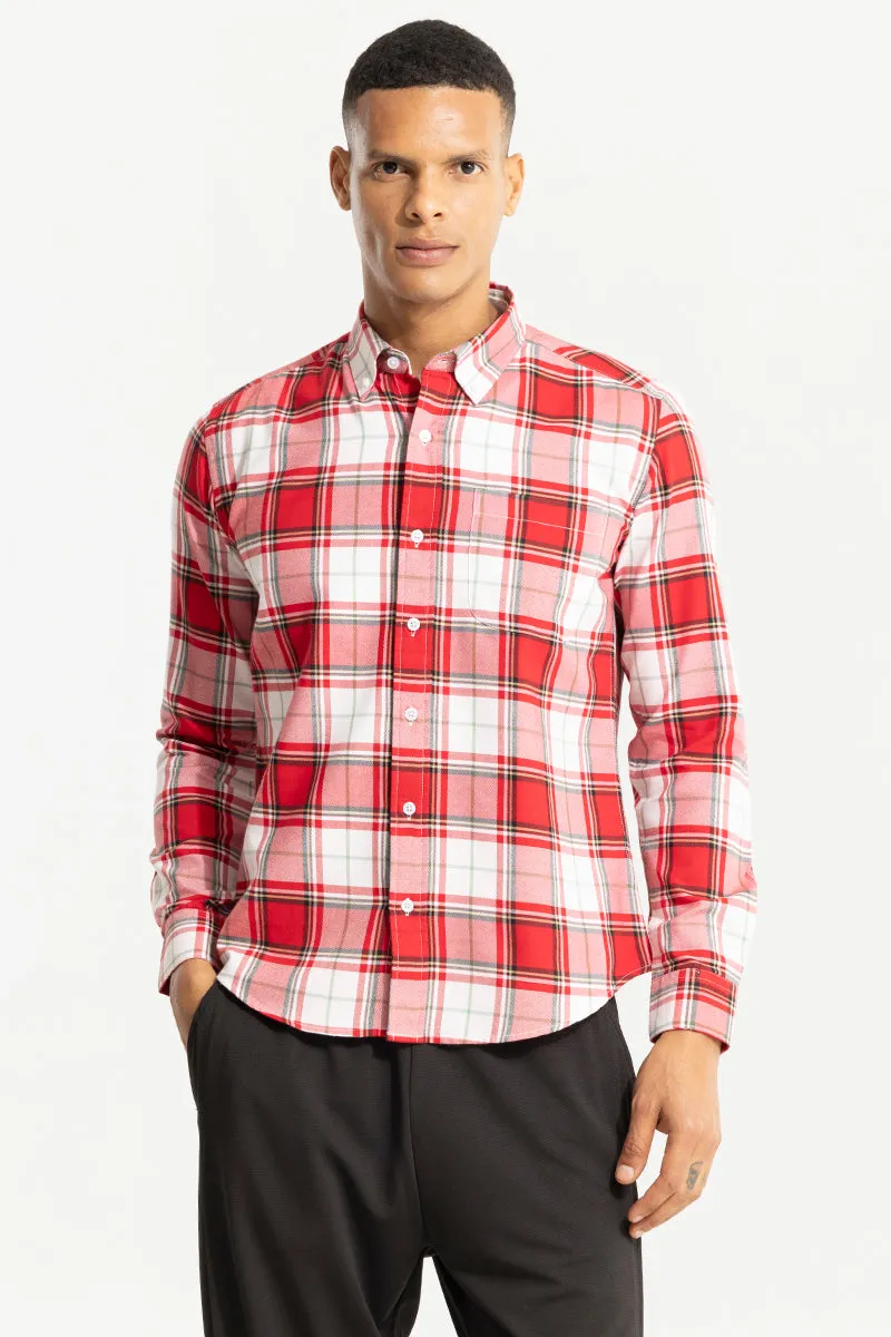 Stylish Bold Block Checkered Shirt in Candy Red - Perfect for Any Occasion