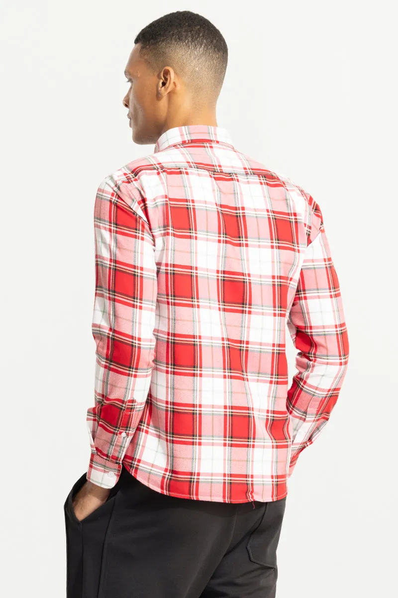 Stylish Bold Block Checkered Shirt in Candy Red - Perfect for Any Occasion