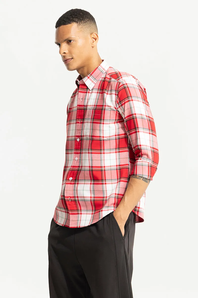 Stylish Bold Block Checkered Shirt in Candy Red - Perfect for Any Occasion