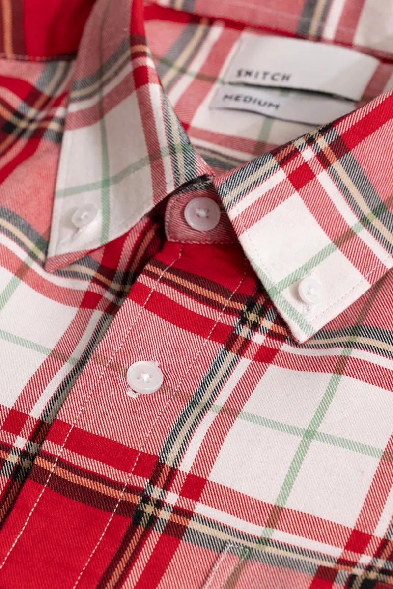 Stylish Bold Block Checkered Shirt in Candy Red - Perfect for Any Occasion