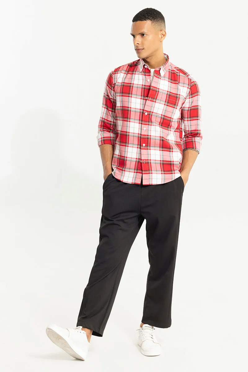 Stylish Bold Block Checkered Shirt in Candy Red - Perfect for Any Occasion