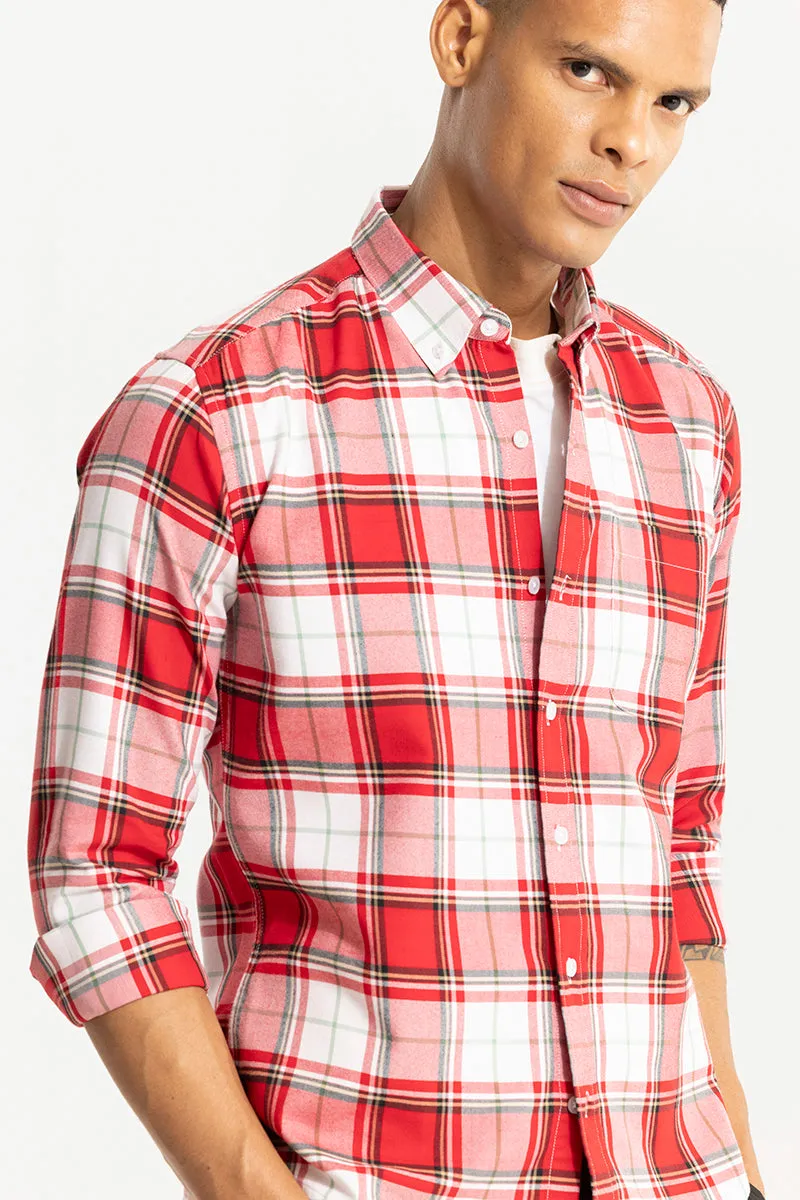 Stylish Bold Block Checkered Shirt in Candy Red - Perfect for Any Occasion