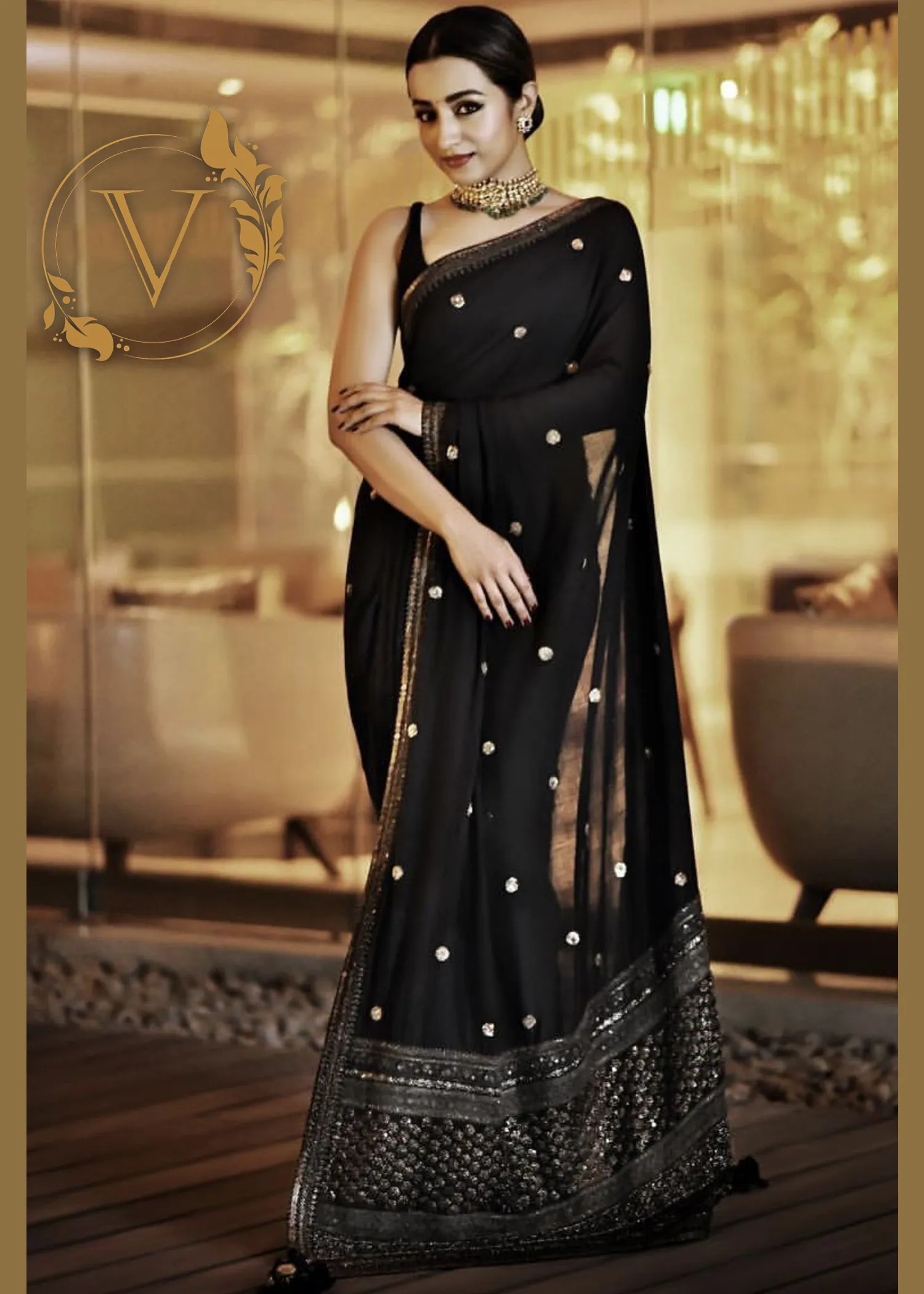 Bollywood Style Black Chiffon Designer Saree