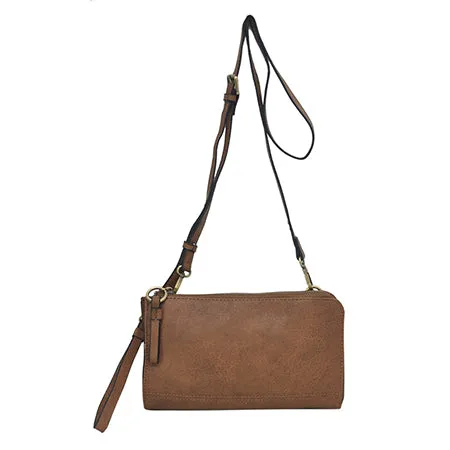 Brown Faux Leather NGIL Crossbody/Wristlet