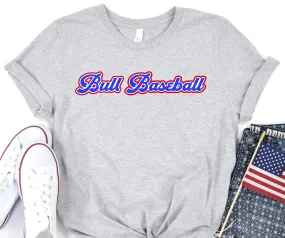 Bull Baseball Retro Script Tee