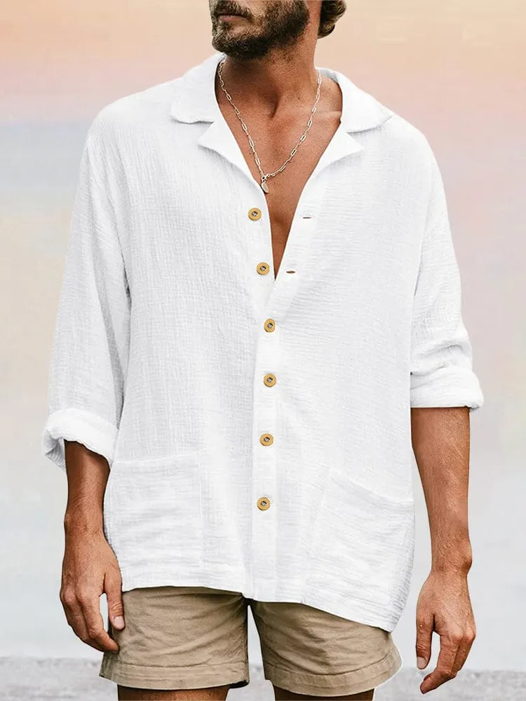 Casual Button Long Sleeves Beach Shirt