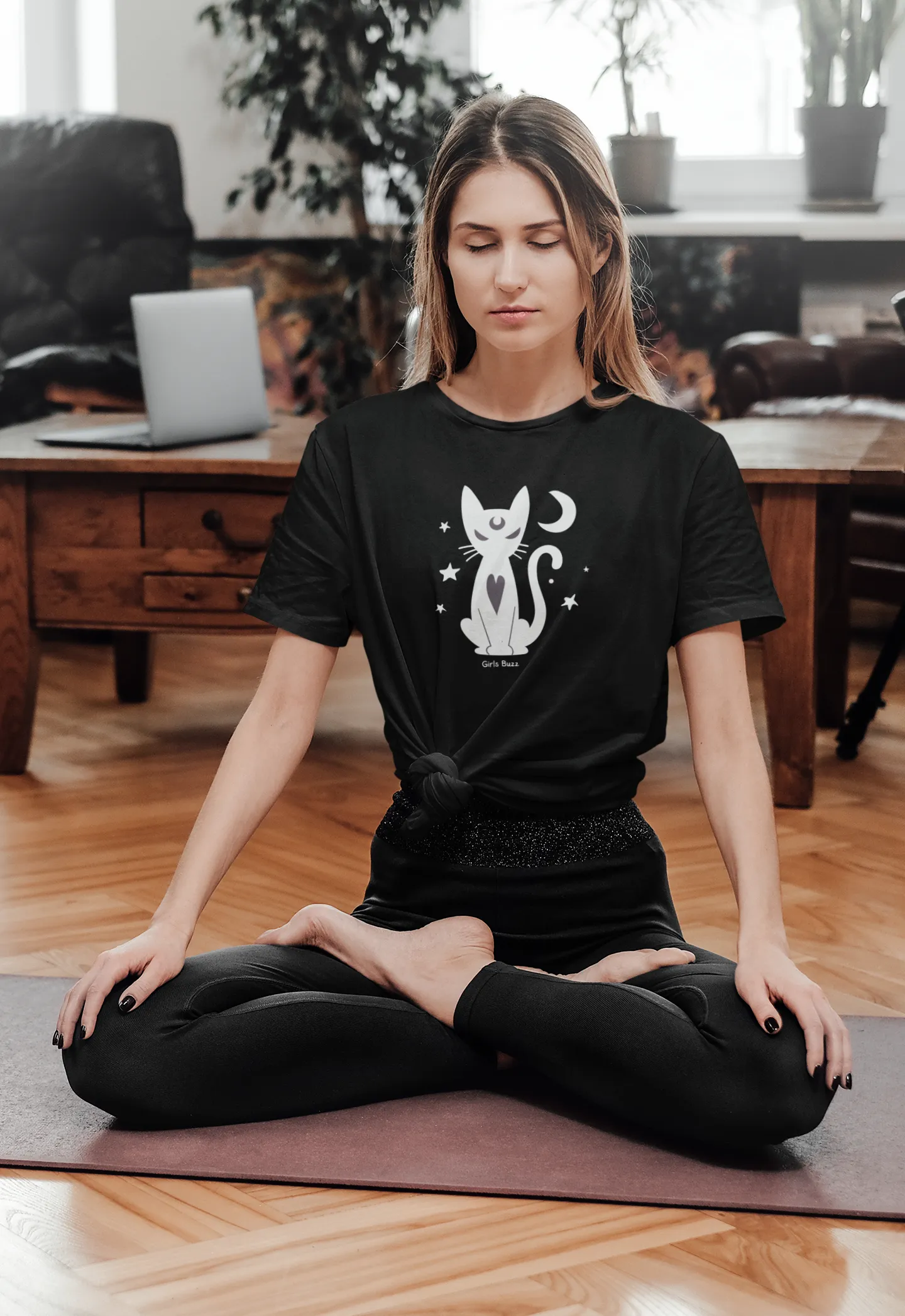 Cat Feng Shui Yoga Oversized Tee