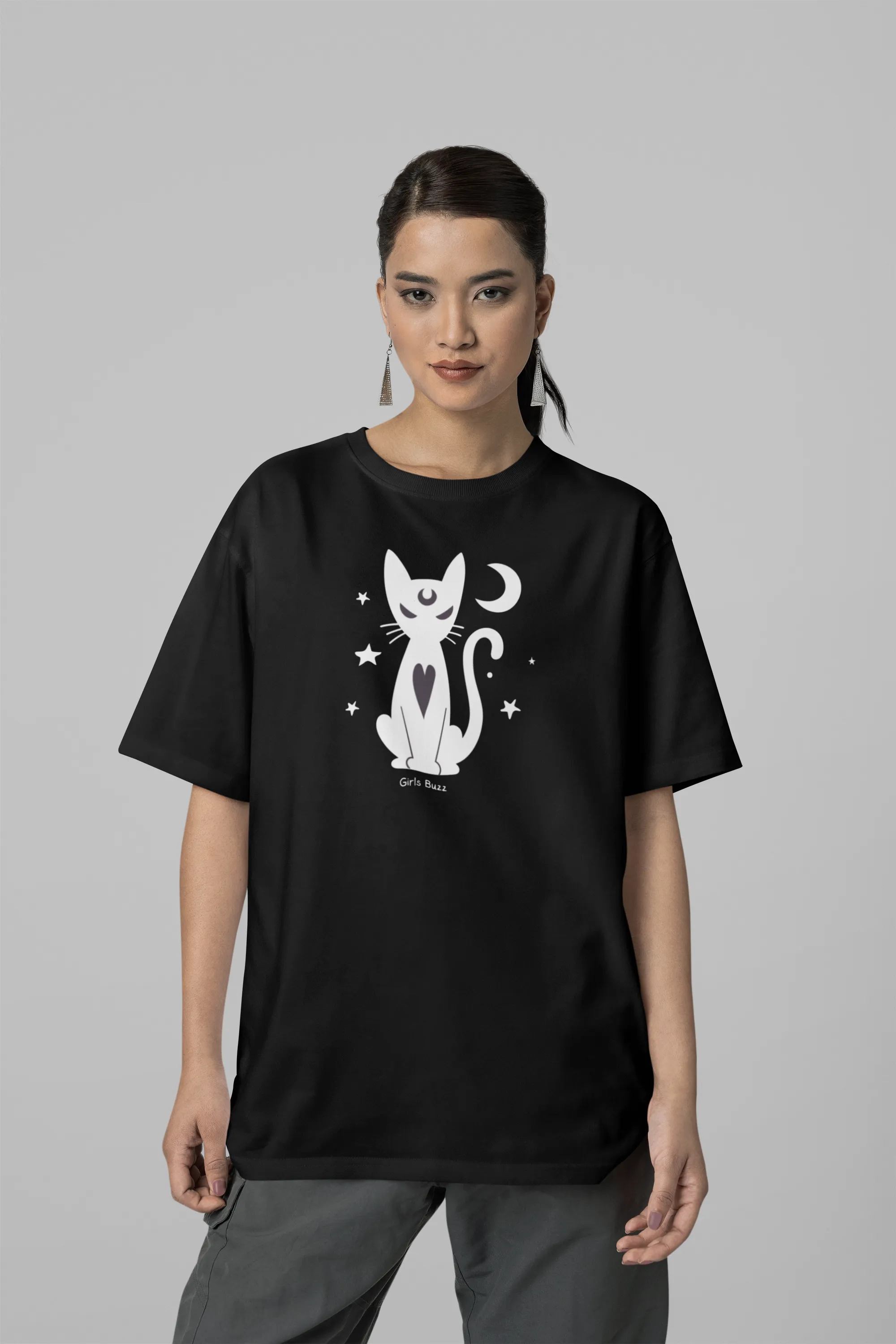 Cat Feng Shui Yoga Oversized Tee