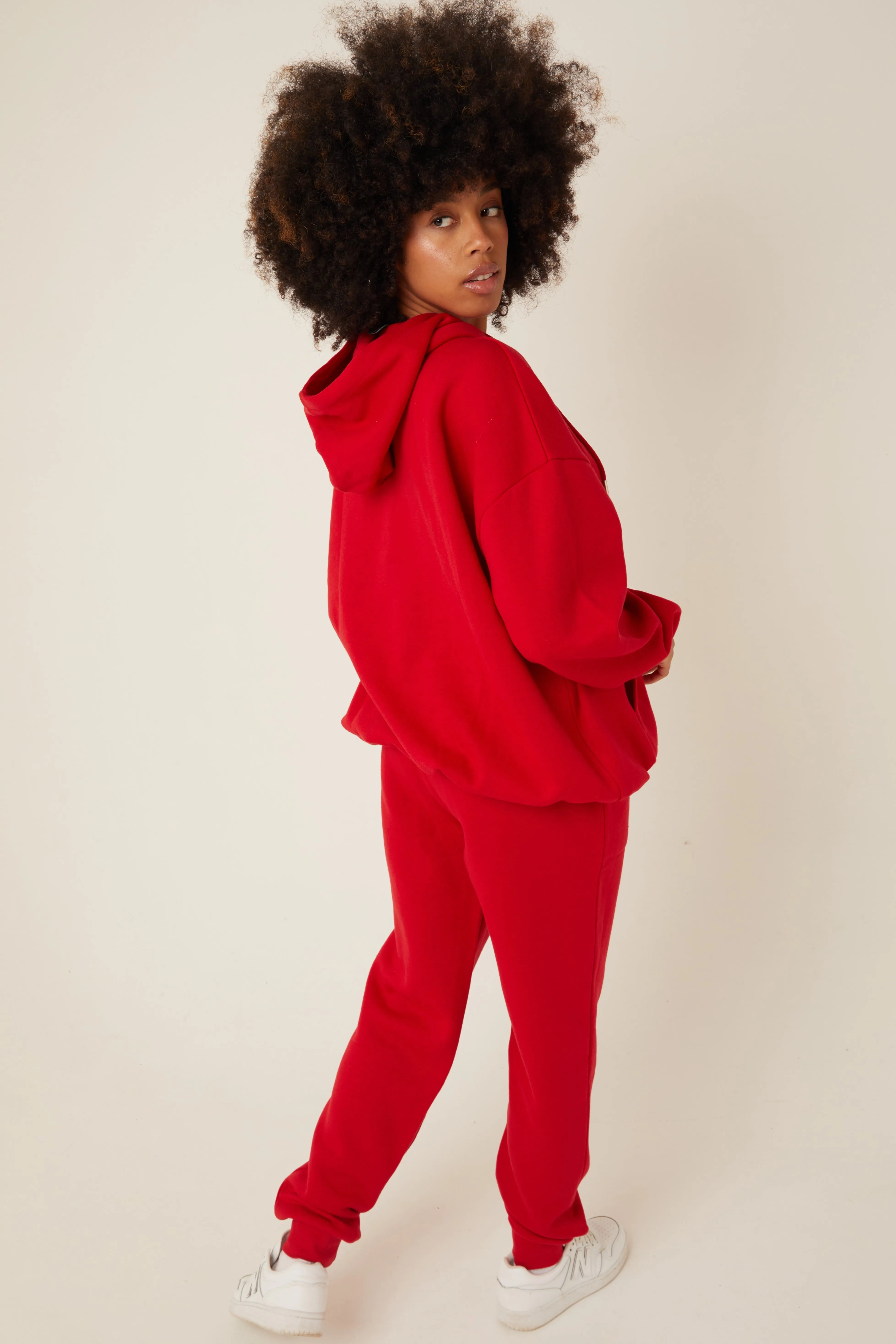 Chelsea Oversized Fleece Tracksuit - Red