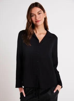 Clean Button Front Shirt - Black