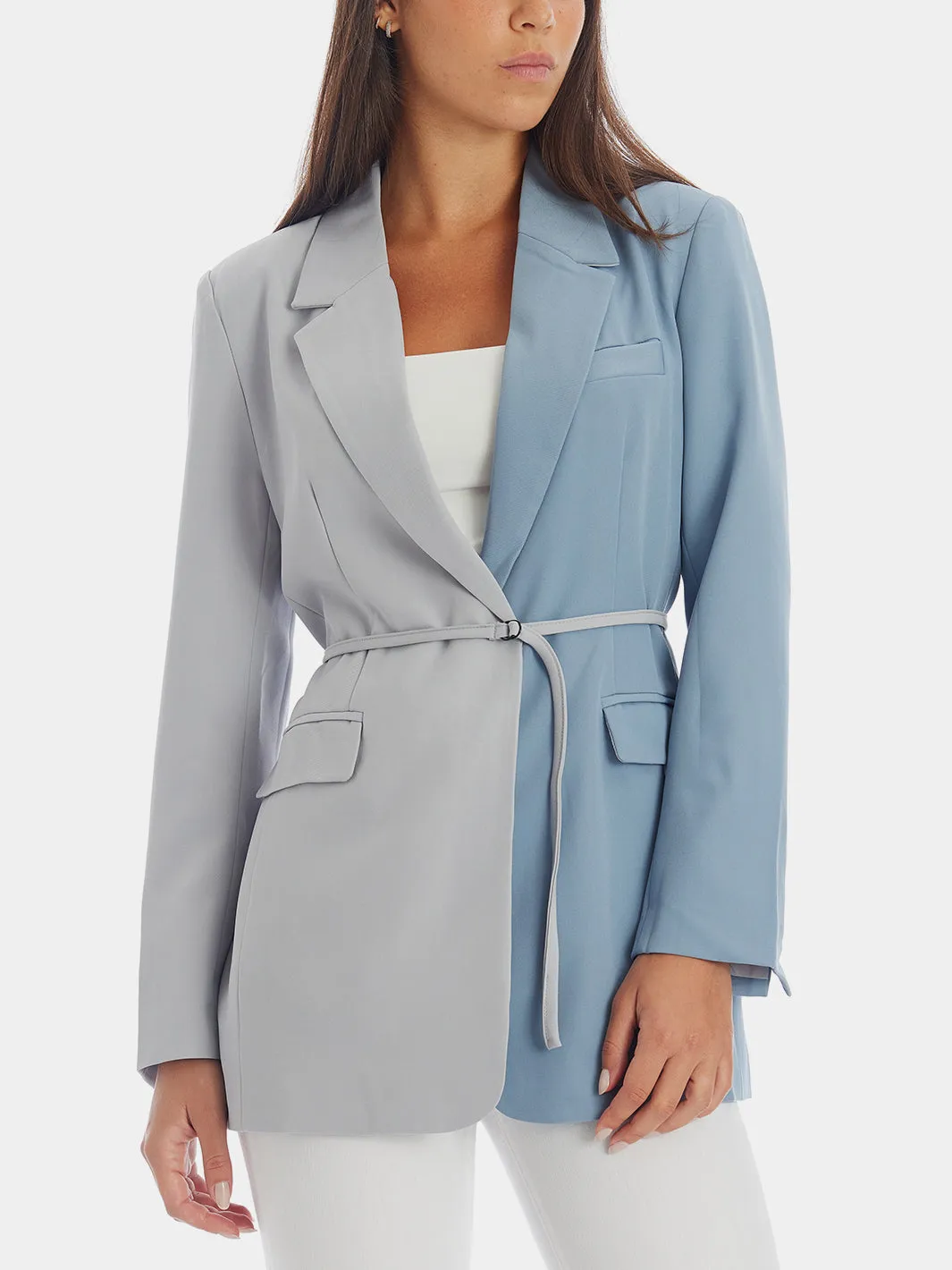 Colorblock Belted Blazer