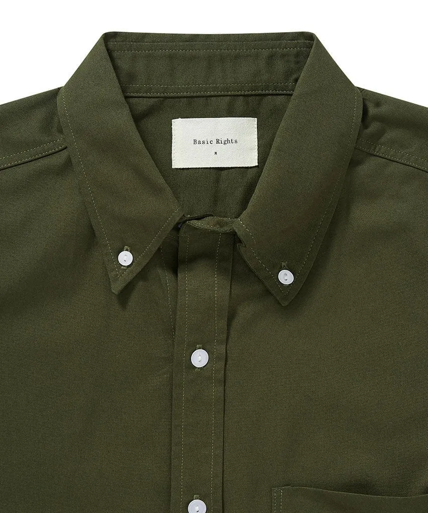 Cotton Button Down Shirt - Olive Green