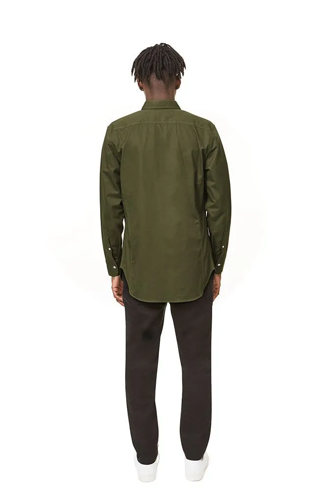 Cotton Button Down Shirt - Olive Green