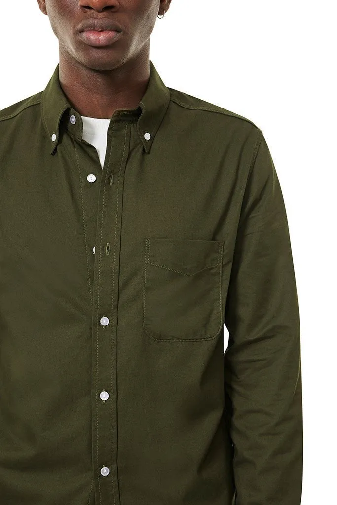 Cotton Button Down Shirt - Olive Green