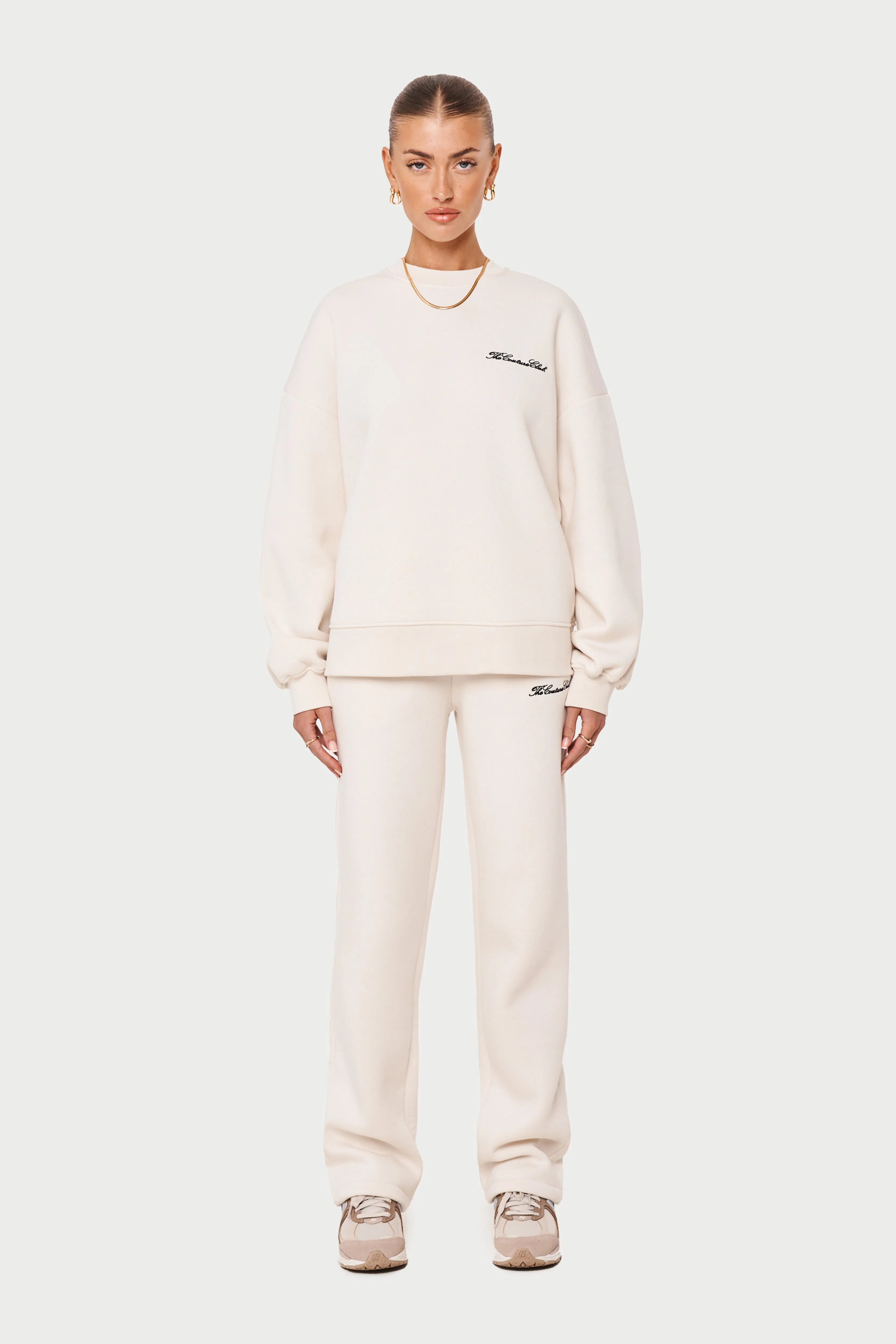 COUTURE SCRIPT PUFF SLEEVE CREW - OFF WHITE