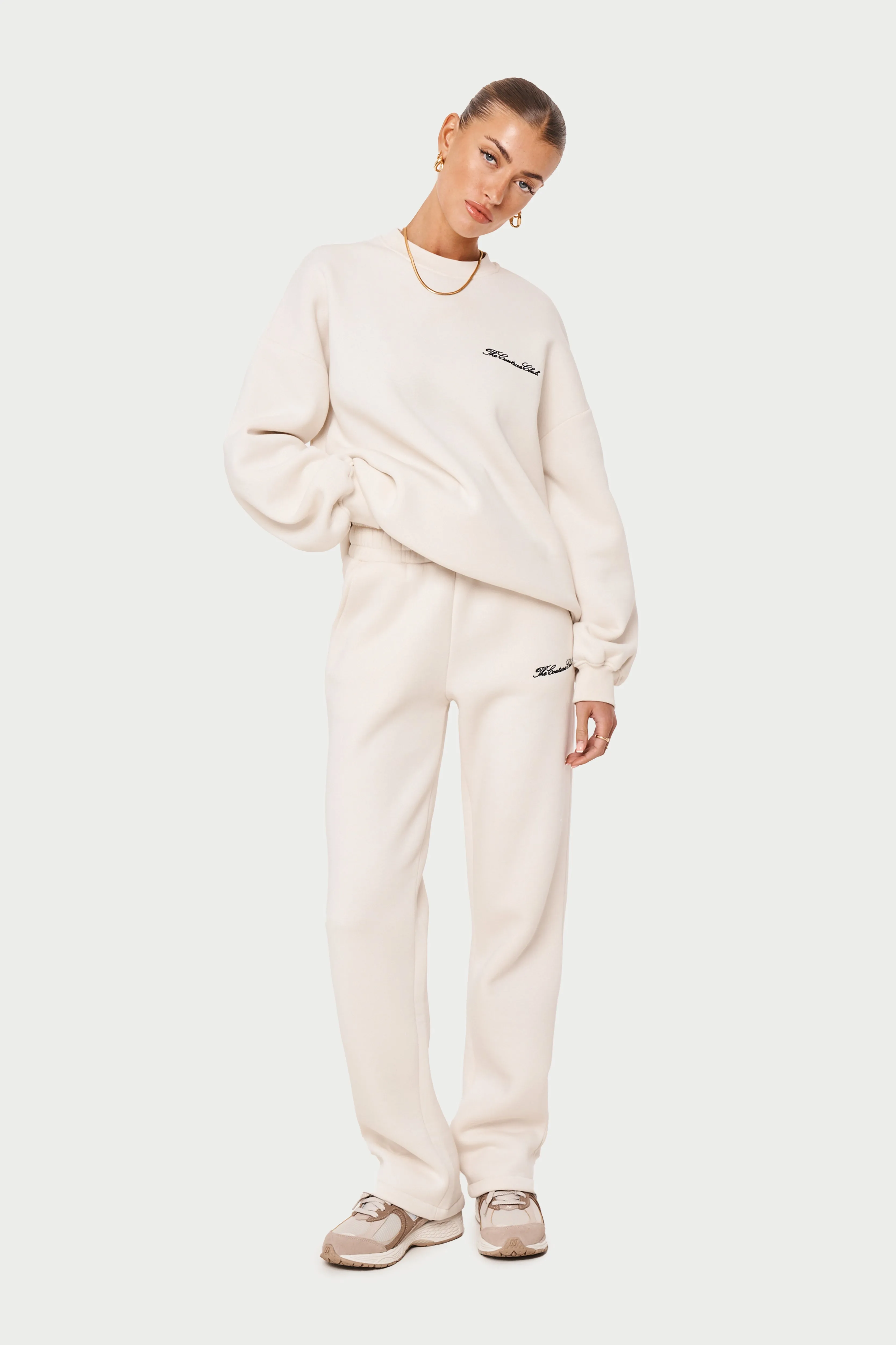 COUTURE SCRIPT PUFF SLEEVE CREW - OFF WHITE