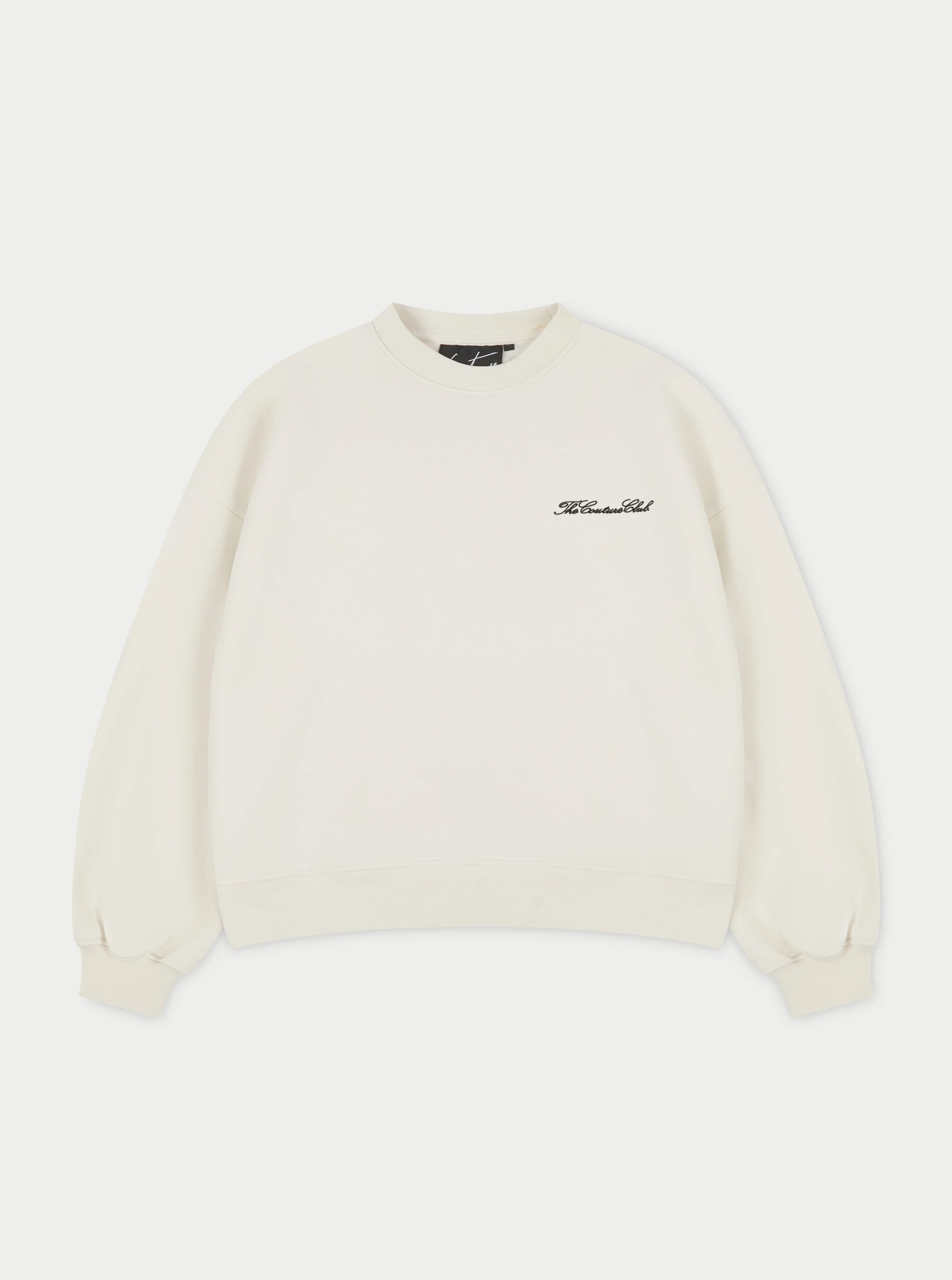 COUTURE SCRIPT PUFF SLEEVE CREW - OFF WHITE