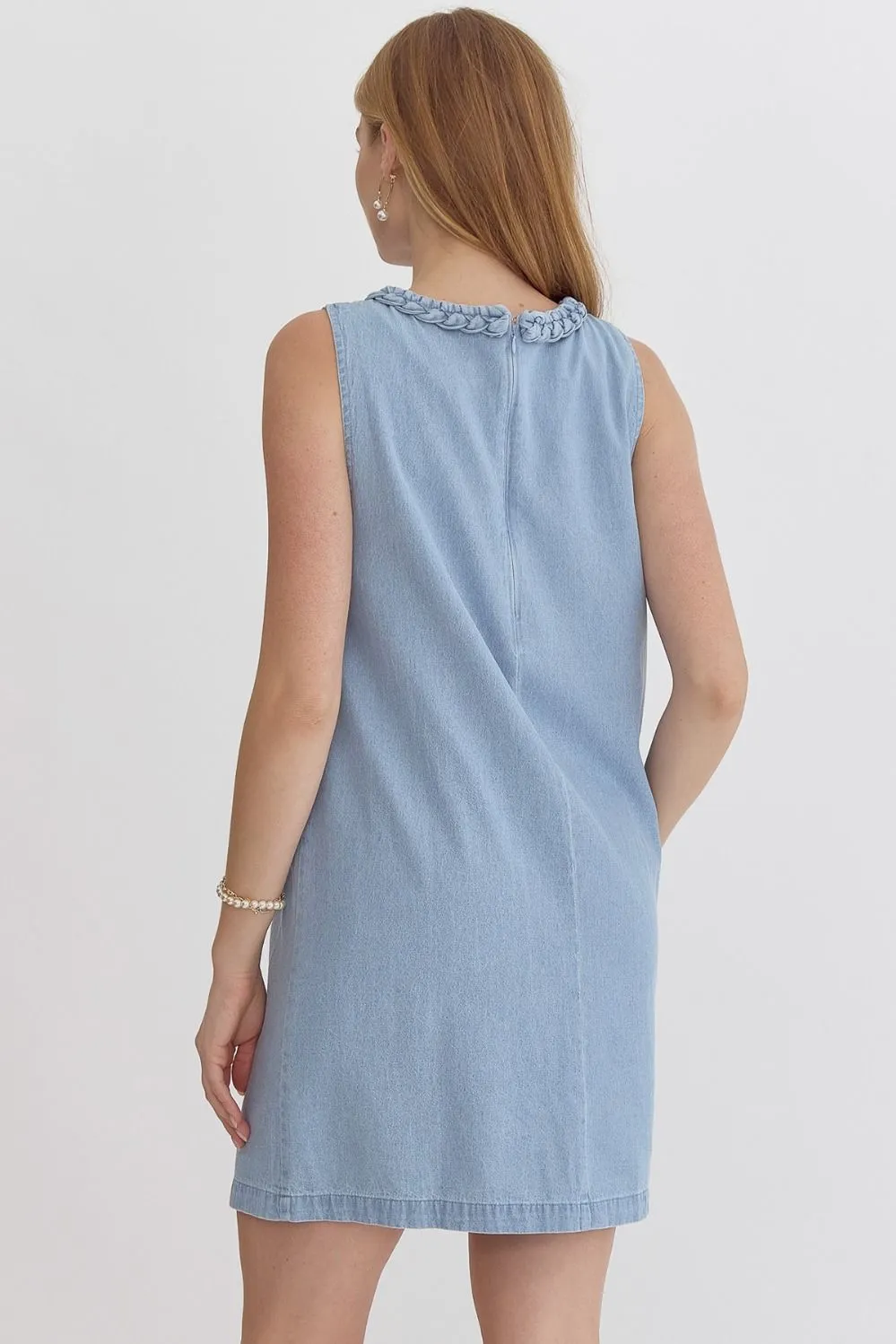 Denim Round Neck Sleeveless Mini Dress