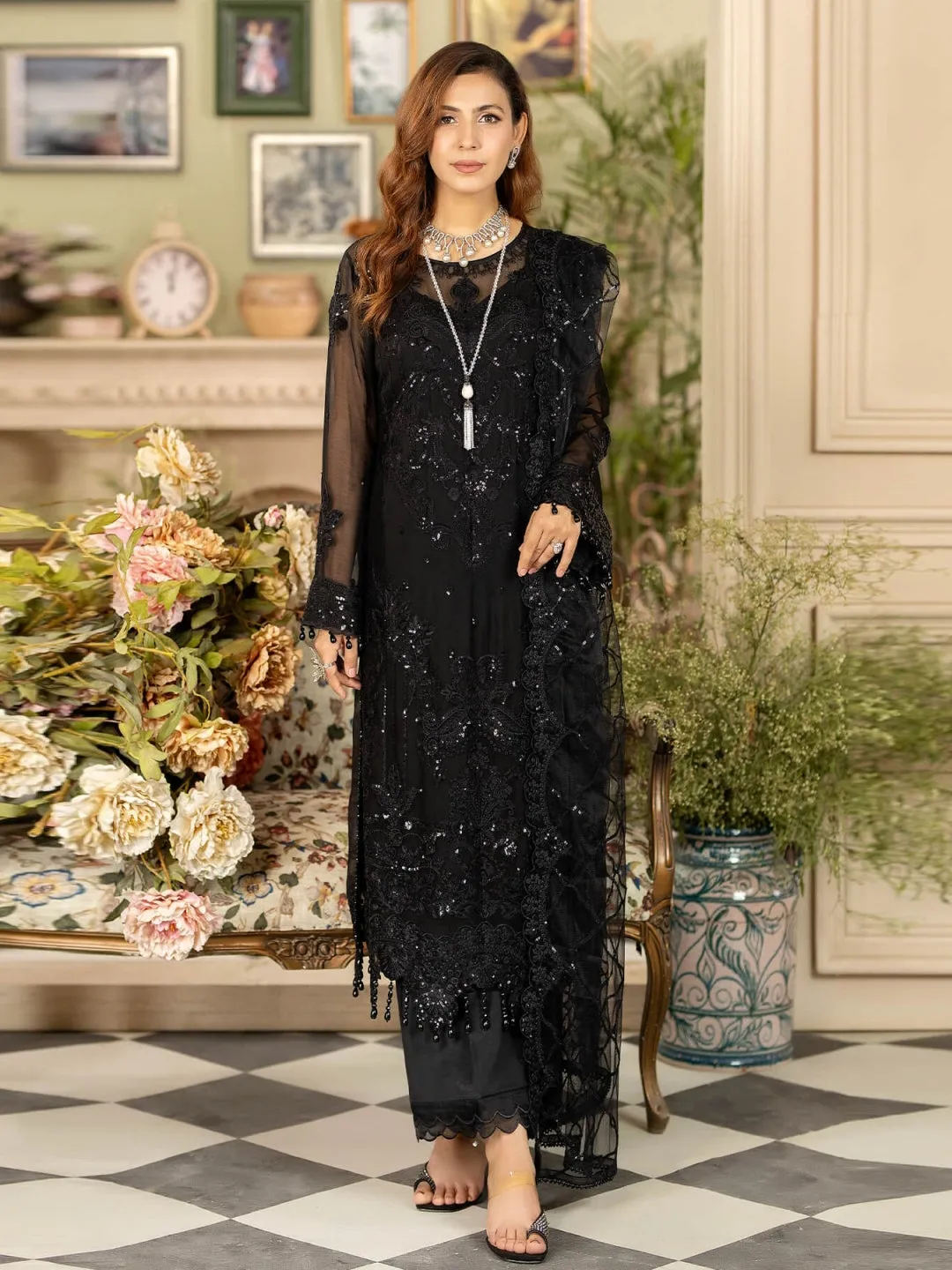 Designer Embroidered Chiffon